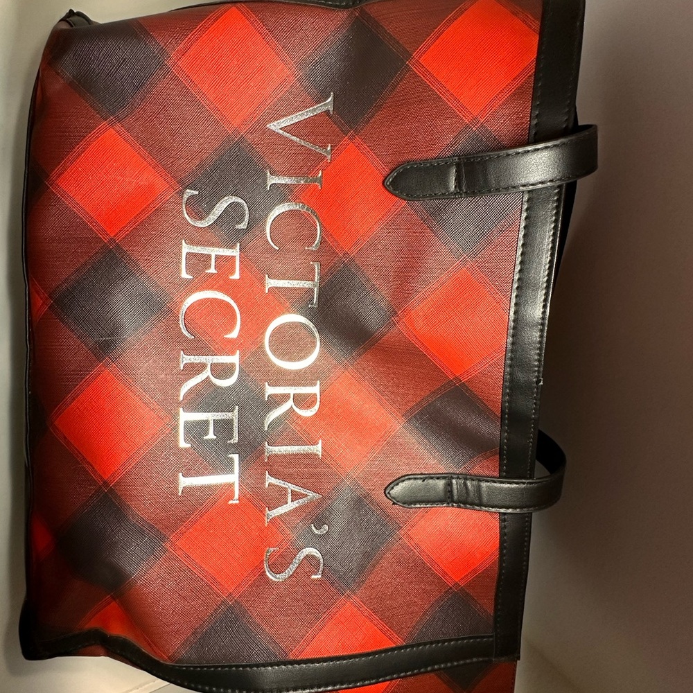 Victoria's Secret Red and Black Checkered Tote